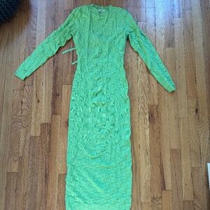 Green check texture dress